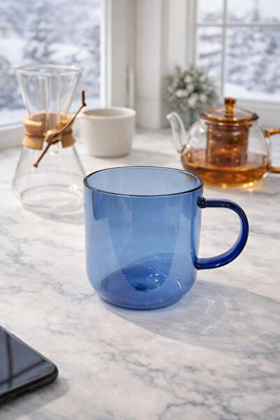 uğurlu dükkan Mavi Cam Kupa 380 Ml