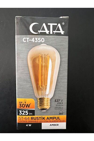 Cata 4 WATT AMBER IŞIK 2700 KELVİN AMBER CAM 325 LÜMEN ST64 LED AMPÜL (10'LU ...