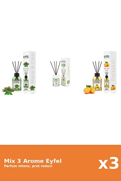 Eyfel Set 3 Mix Eyfel: 1x Iasomie, 1x Pin Si Menta, 1x Portocala