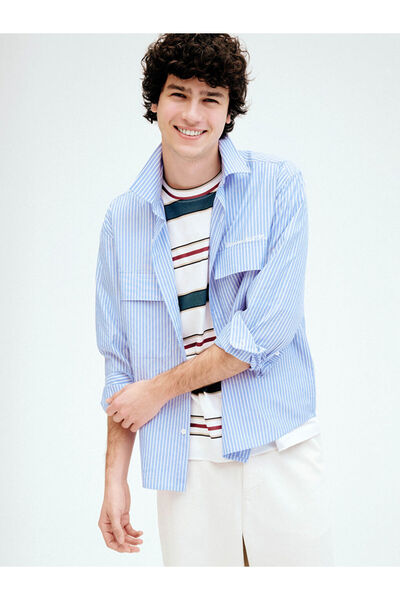 LC Waikiki Quality Pieces from Çelebi Store Loose Fit Striped Men's Shirt