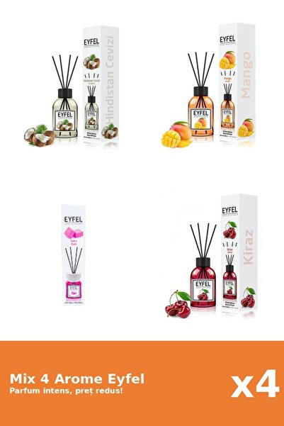 Eyfel Set 4 Mix Eyfel: 1x Bubble Gum, 1x Cirese, 1x Mango, 1x Nuca De Cocos