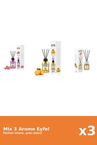 Eyfel Set 3 Mix Eyfel: 1x Piersica, 1x Portocala, 1x Trandafir