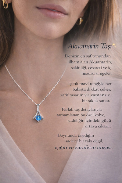 Alexander Atelier AKUAMARİN TAŞLI KOLYE 925 GÜMÜŞ