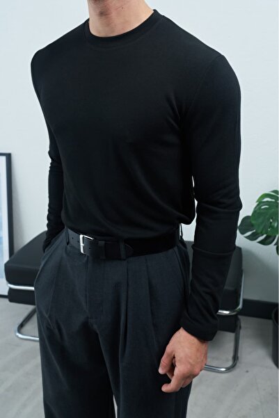 Pafipaf Erkek Slim Fit Uzun Kollu Tişört Likralı Viskon Karışımlı Premium Basic