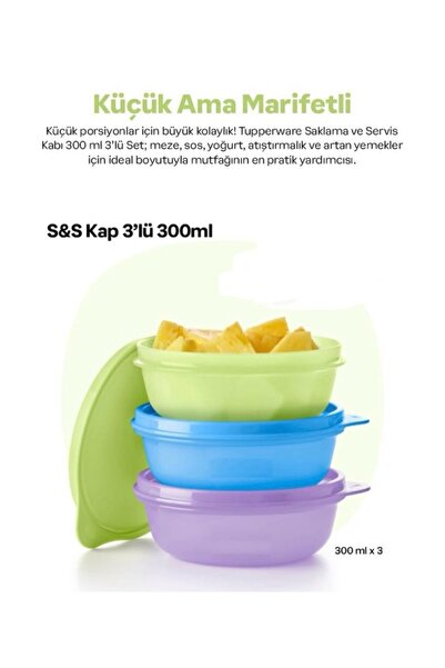 Tupperware Saklama servis kabı 3 lü 300 ml
