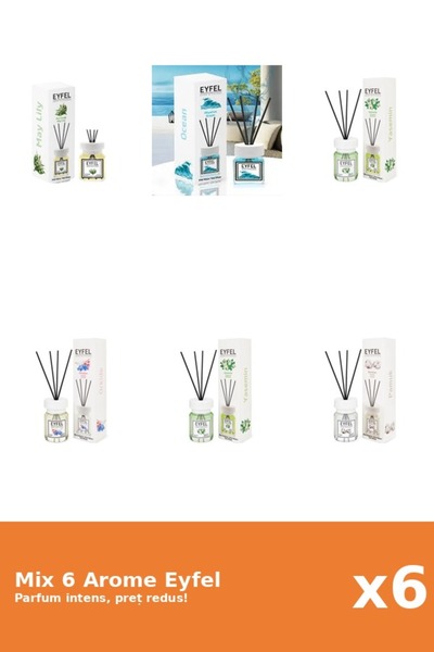 Eyfel Set 6 Mix Eyfel: 1x Bumbac, 2x Iasomie, 1x Lacramioare, 1x Ocean, 1x Or...