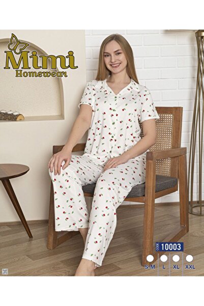 Mimi Homewear Set de pijamale albe cu model floral
