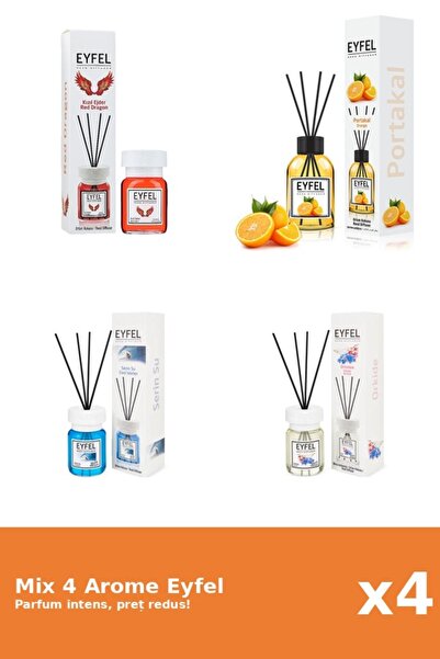 Eyfel Set 4 Mix Eyfel: 1x Cool Water, 1x Orhidee, 1x Portocala, 1x Red Dragon