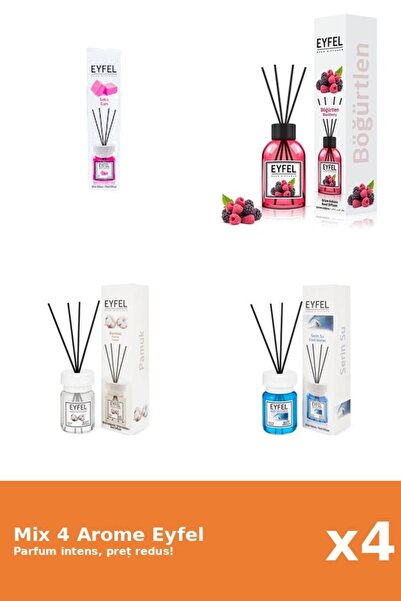 Eyfel Set 4 Mix Eyfel: 1x Bubble Gum, 1x Bumbac, 1x Cool Water, 1x Fructe De ...