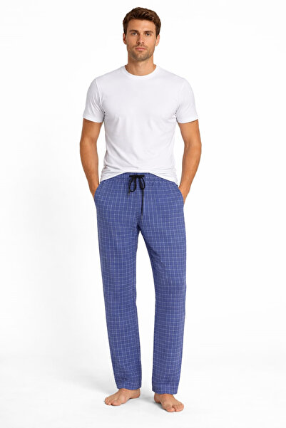 Pemilo Men's Patterned Pocketed 100% Cotton Single Bottom Pants