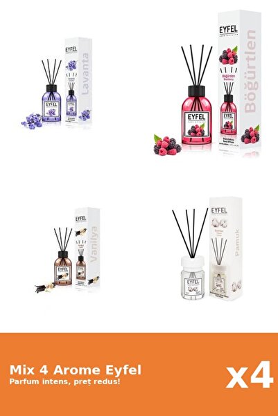 Eyfel Set 4 Mix Eyfel: 1x Bumbac, 1x Fructe De Padure, 1x Lavanda, 1x Vanilie