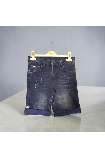 özk kids Boy's Folded Leg Pants Denim Capri 7-11 Years Old