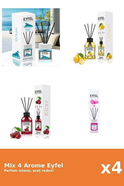Eyfel Set 4 Mix Eyfel: 1x Bubble Gum, 1x Cirese, 1x Lamaie, 1x Ocean
