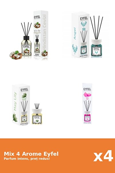 Eyfel Set 4 Mix Eyfel: 1x Angel, 1x Bubble Gum, 1x Lacramioare, 1x Nuca De Cocos