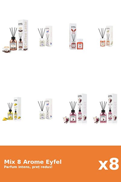Eyfel Set 8 Mix Eyfel: 1x Acacia, 1x Ananas, 2x Bouquet, 1x Cafea, 2x Orhidee...