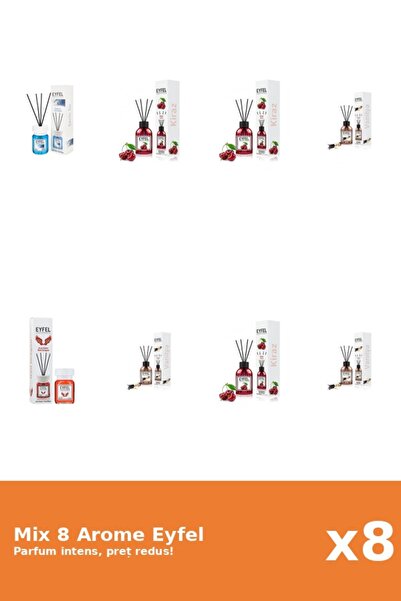 Eyfel Set 8 Mix Eyfel: 3x Cirese, 1x Cool Water, 1x Red Dragon, 3x Vanilie