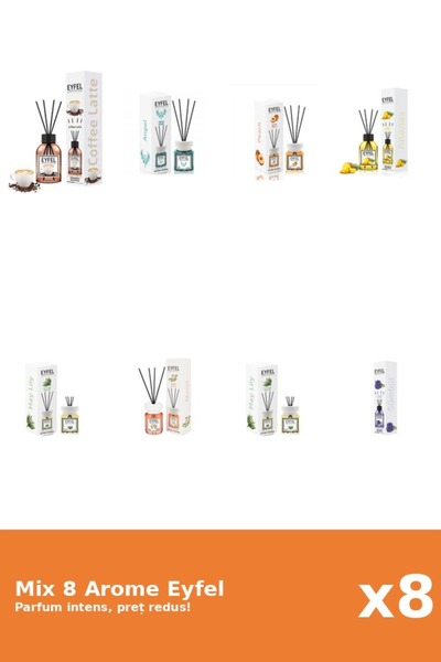 Eyfel Set 8 Mix Eyfel: 1x Acacia, 1x Ananas, 1x Angel, 1x Cafea, 2x Lacramioa...
