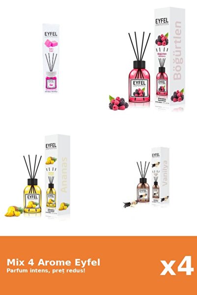 Eyfel Set 4 Mix Eyfel: 1x Ananas, 1x Bubble Gum, 1x Fructe De Padure, 1x Vanilie