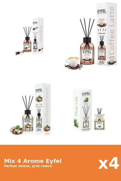 Eyfel Set 4 Mix Eyfel: 1x Cafea, 1x Lacramioare, 1x Nuca De Cocos, 1x Vanilie