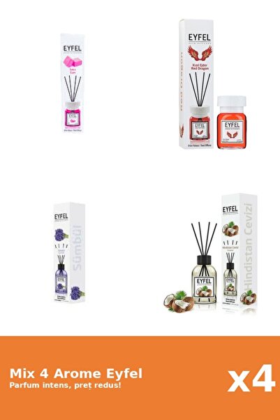 Eyfel Set 4 Mix Eyfel: 1x Bubble Gum, 1x Nuca De Cocos, 1x Red Dragon, 1x Zam...