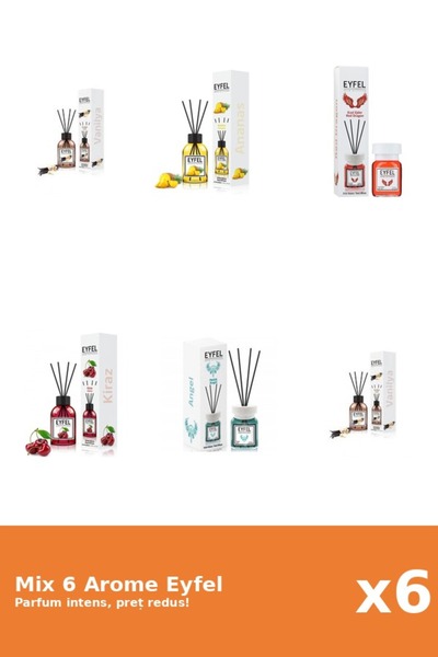 Eyfel Set 6 Mix Eyfel: 1x Ananas, 1x Angel, 1x Cirese, 1x Red Dragon, 2x Vanilie