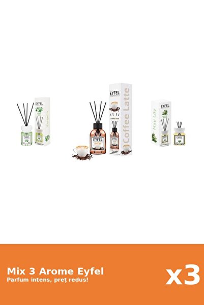 Eyfel Set 3 Mix Eyfel: 1x Cafea, 1x Iasomie, 1x Lacramioare
