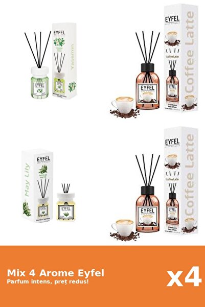 Eyfel Set 4 Mix Eyfel: 2x Cafea, 1x Iasomie, 1x Lacramioare