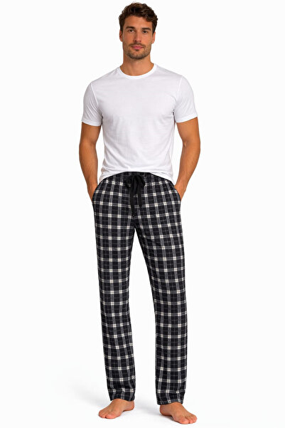 Pemilo Men's Patterned Pocketed 100% Cotton Single Bottom Pants