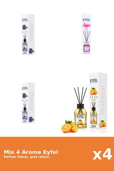 Eyfel Set 4 Mix Eyfel: 1x Bubble Gum, 1x Portocala, 2x Zambile