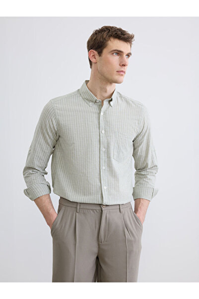 LC Waikiki Ανδρικό πουκάμισο GiyÇık Store den Green Regular Fit με ρίγες από ...
