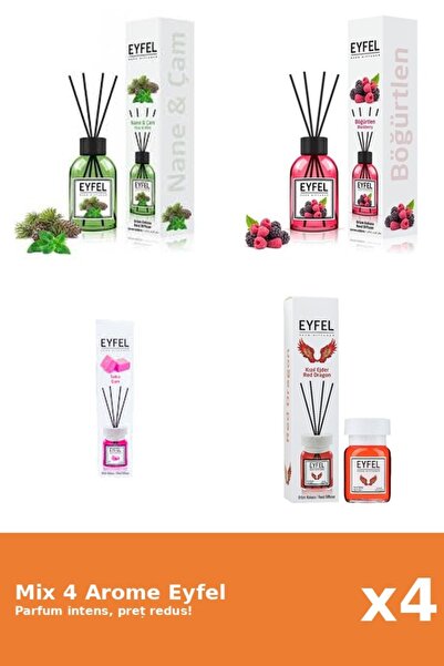 Eyfel Set 4 Mix Eyfel: 1x Bubble Gum, 1x Fructe De Padure, 1x Pin Si Menta, 1...