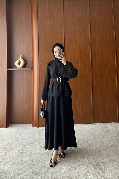 ALVOR Buckled Waist-Fitted Ruffled Top and Long Skirt Set