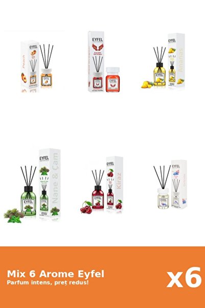 Eyfel Set 6 Mix Eyfel: 1x Ananas, 1x Cirese, 1x Orhidee, 1x Piersica, 1x Pin ...