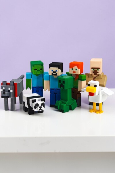 Hunga Minecraft Figür Seti - 8 Adet Figür - Steve - Alex - Zombie - Creeper
