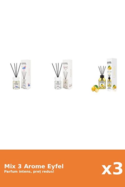 Eyfel Set 3 Mix Eyfel: 1x Bumbac, 1x Lamaie, 1x Orhidee