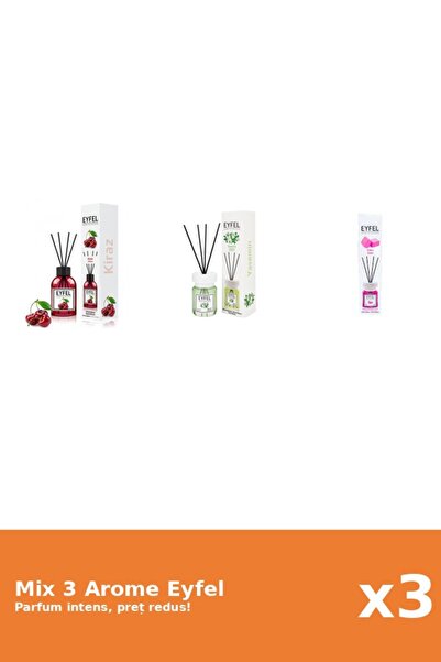 Eyfel Set 3 Mix Eyfel: 1x Bubble Gum, 1x Cirese, 1x Iasomie