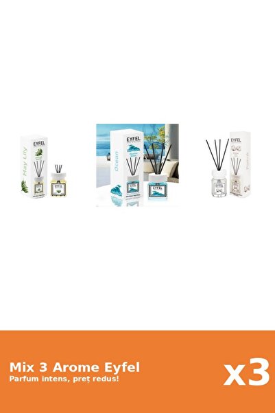 Eyfel Set 3 Mix Eyfel: 1x Bumbac, 1x Lacramioare, 1x Ocean