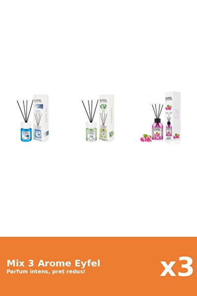 Eyfel Set 3 Mix Eyfel: 1x Cool Water, 1x Iasomie, 1x Trandafir