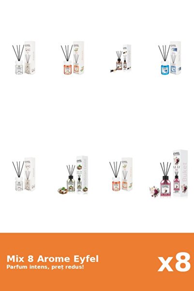 Eyfel Set 8 Mix Eyfel: 2x Salcâm, 1x Buchet, 2x Bumbac, 1x Apă Răcoritoare, 1...