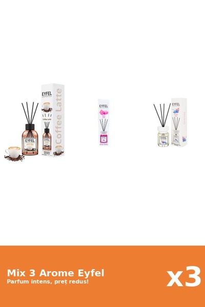 Eyfel Set 3 Mix Eyfel: 1x Bubble Gum, 1x Cafea, 1x Orhidee