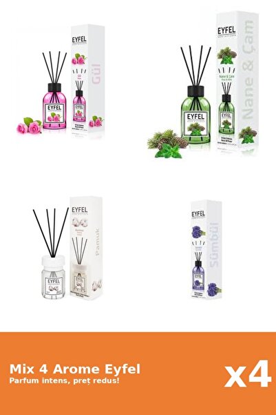 Eyfel Set 4 Mix Eyfel: 1x Bumbac, 1x Pin Si Menta, 1x Trandafir, 1x Zambile