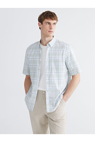 LC Waikiki I Standart Fit Checked Embroidered Poplin Men's Shirt from Freezen...