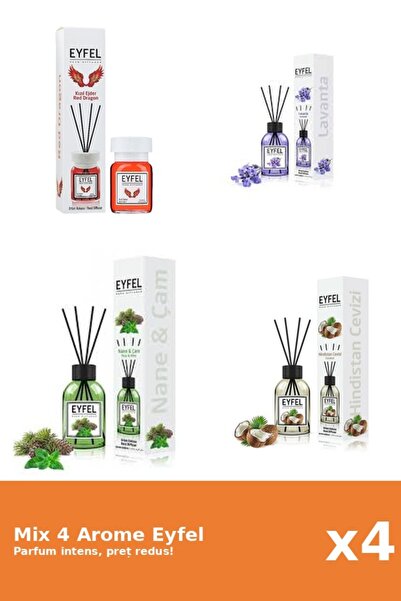 Eyfel Set 4 Mix Eyfel: 1x Lavanda, 1x Nuca De Cocos, 1x Pin Si Menta, 1x Red ...