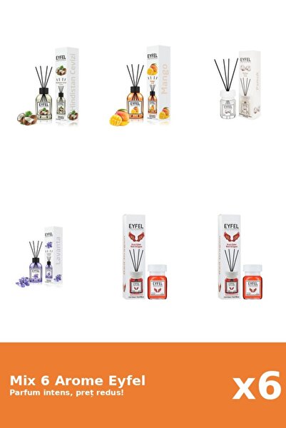 Eyfel Set 6 Mix Eyfel: 1x Bumbac, 1x Lavanda, 1x Mango, 1x Nuca De Cocos, 2x ...