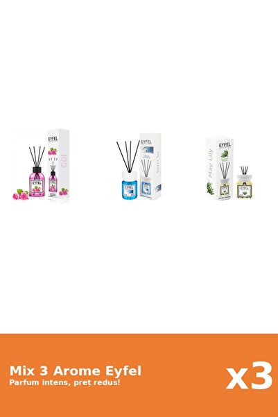 Eyfel Set 3 Mix Eyfel: 1x Cool Water, 1x Lacramioare, 1x Trandafir