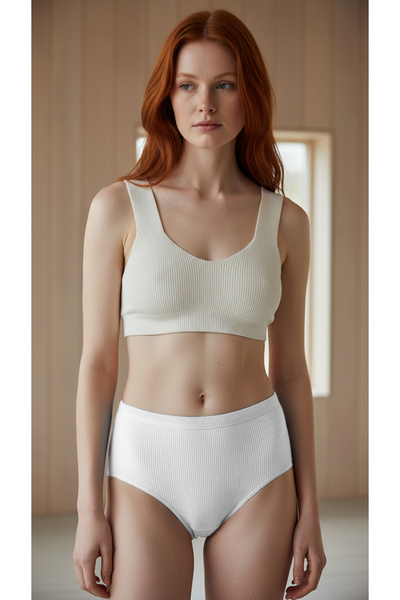 Bravie 6-Piece High Waist Panties Set of Cotton White