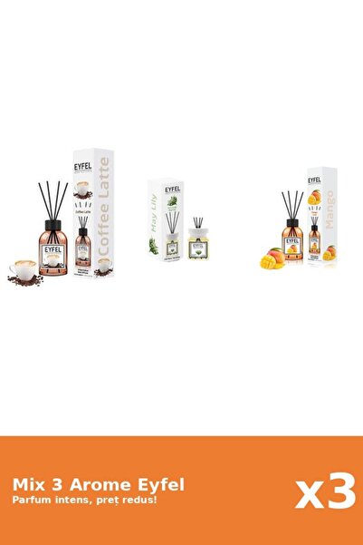 Eyfel Set 3 Mix Eyfel: 1x Cafea, 1x Lacramioare, 1x Mango