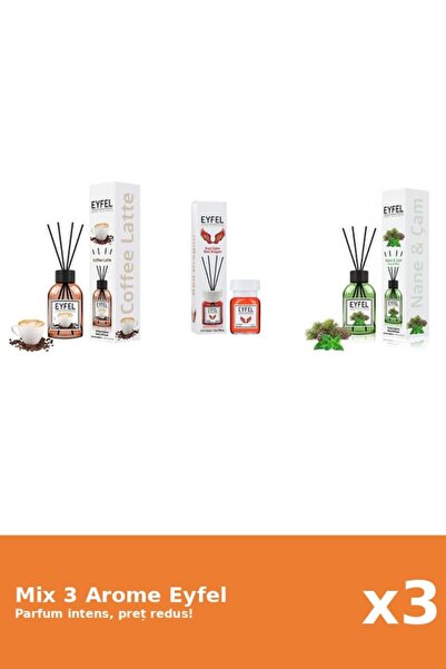 Eyfel Set 3 Mix Eyfel: 1x Cafea, 1x Pin Si Menta, 1x Red Dragon