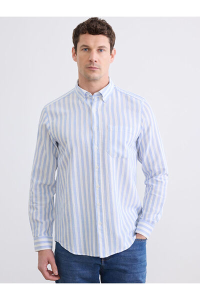 LC Waikiki Ανδρικό πουκάμισο GiyÇık Store den Mavi με κανονική εφαρμογή, ριγέ...