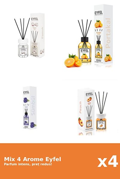 Eyfel Set 4 Mix Eyfel: 1x Bumbac, 1x Piersica, 1x Portocala, 1x Zambile
